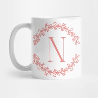 Pink Monogram Letter N Mug